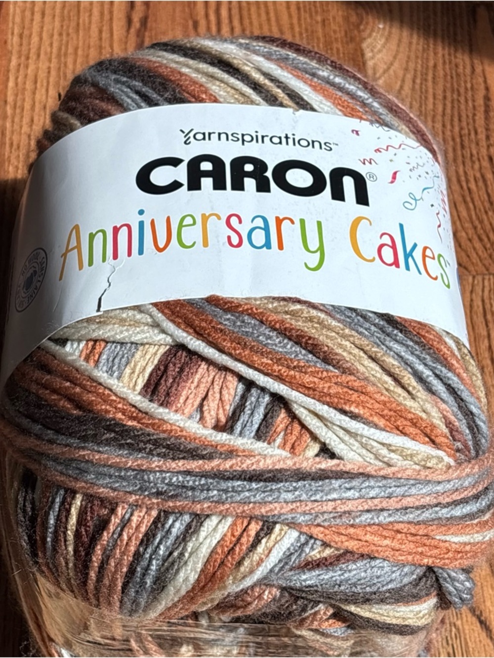 Caron Anniversary Cakes Birch Bark Brown Gray Neutral 100g Acrylic Knit Crochet